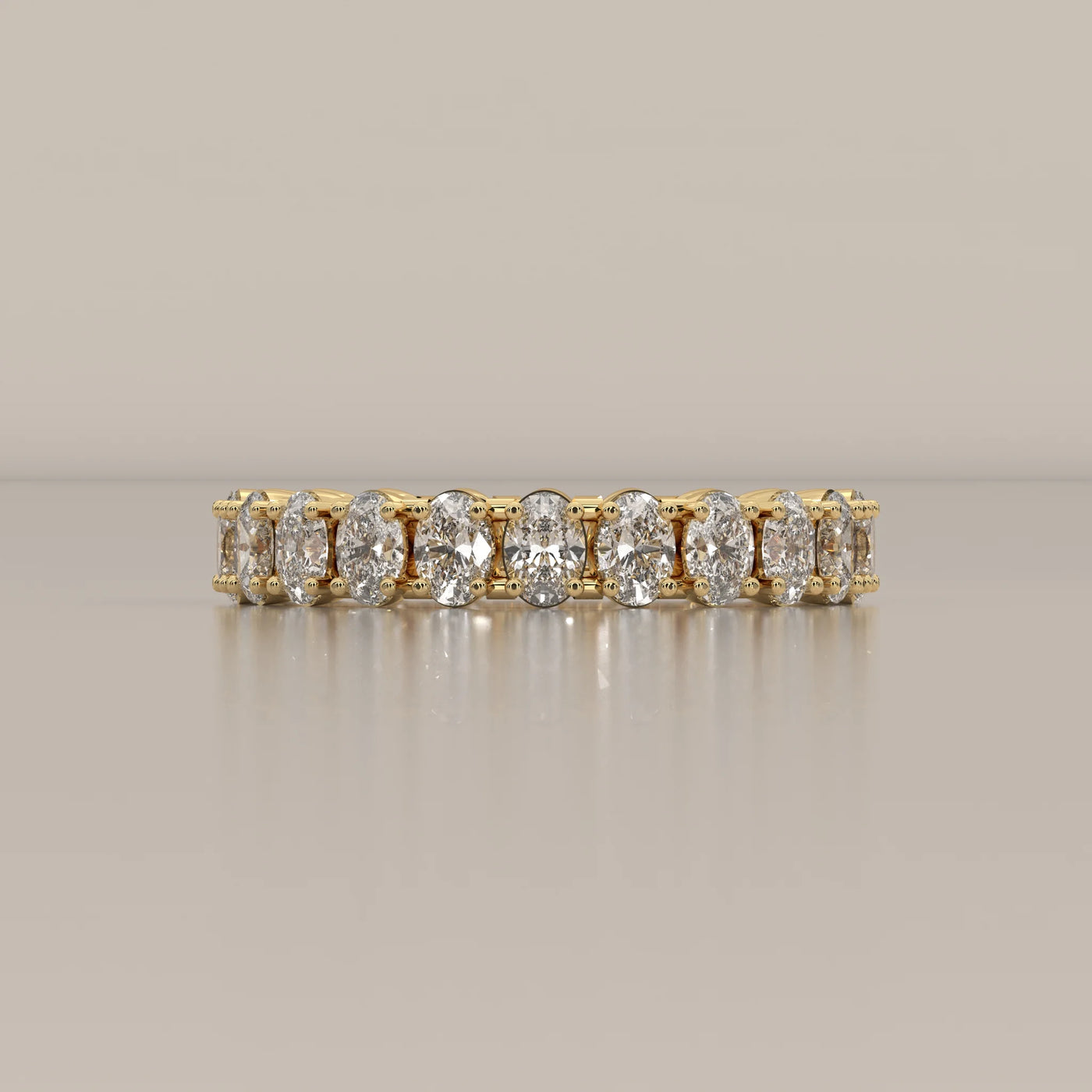 Side Profile: Oval Diamond Eternity Ring with Eternity Setting in Yellow Gold – Lab Grown – Driona Jewels
