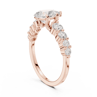 Oval Diamond Cluster Engagement Ring Rose Gold 18K | Lab Grown | Driona Jewels