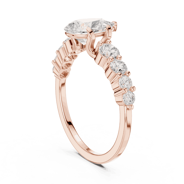 Oval Diamond Cluster Engagement Ring Rose Gold 18K | Lab Grown | Driona Jewels