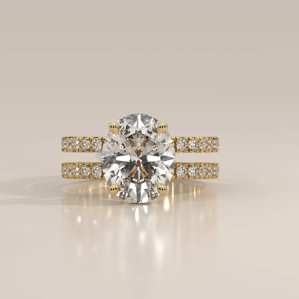 Side Profile: Oval Diamond Engagement Ring with Pavé Setting in Yellow Gold – Lab Grown – Driona Jewels