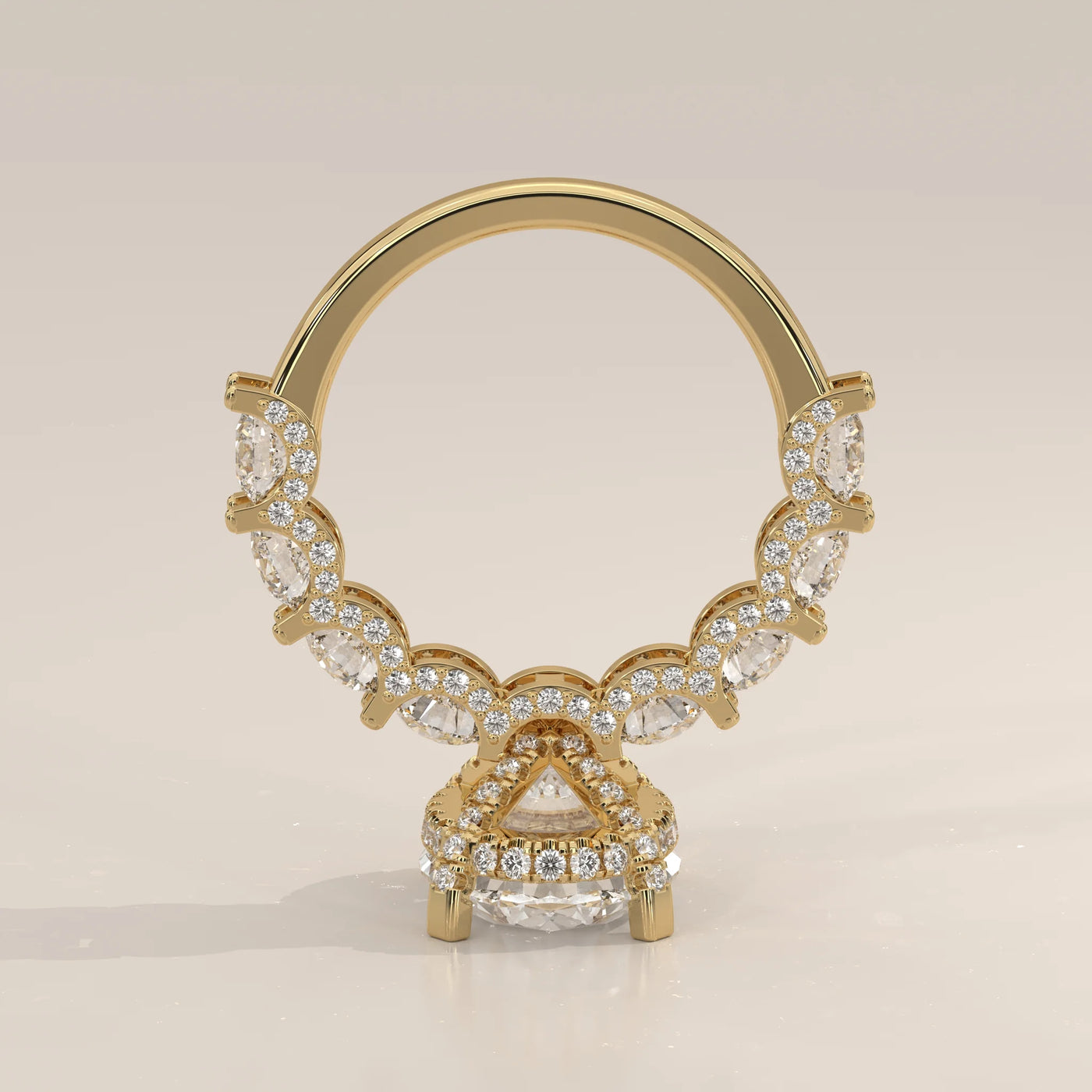 Front View: Oval Diamond Ring with Prong Setting in Yellow Gold – Lab Grown – Driona Jewels