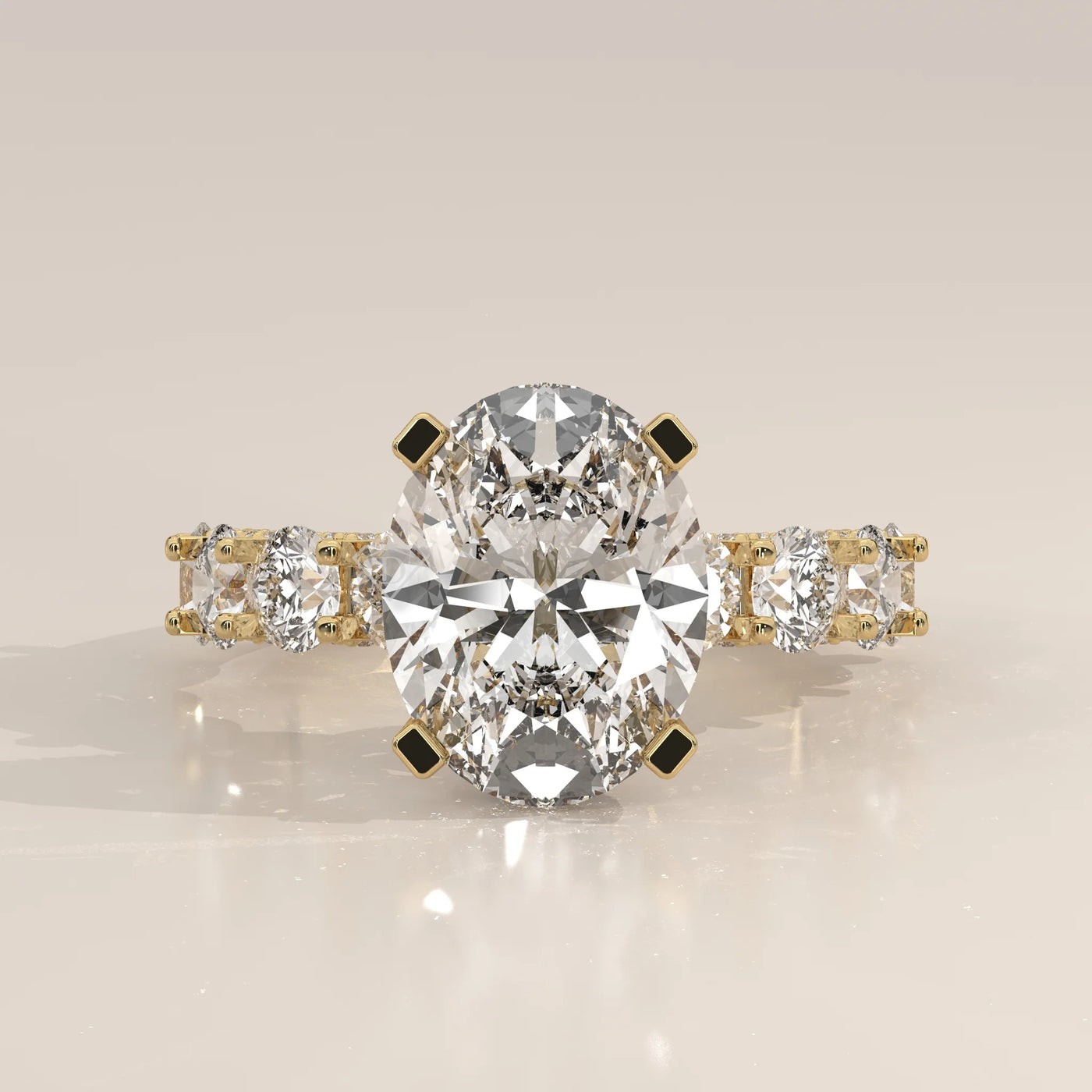 Side Profile: Oval Diamond Ring with Prong Setting in Yellow Gold – Lab Grown – Driona Jewels