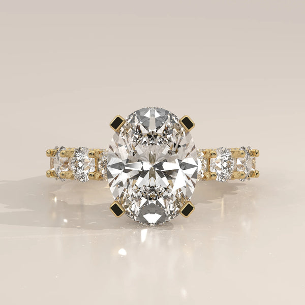 Side Profile: Oval Diamond Ring with Prong Setting in Yellow Gold – Lab Grown – Driona Jewels