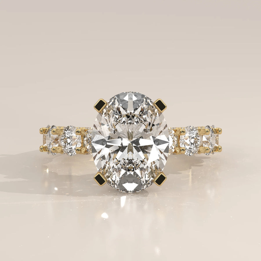 Side Profile: Oval Diamond Ring with Prong Setting in Yellow Gold – Lab Grown – Driona Jewels