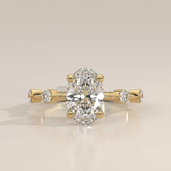 Side Profile: Oval Diamond Engagement Ring with Prong Setting in Yellow Gold – Lab Grown – Driona Jewels