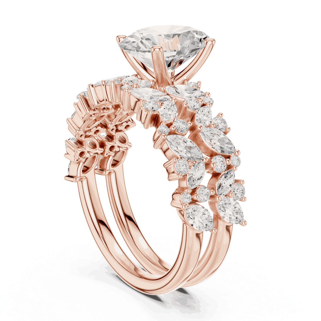 Oval Diamond Floral Halo Engagement Ring Rose Gold 18K | Lab Grown | Driona Jewels