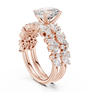Oval Diamond Floral Halo Engagement Ring Rose Gold 18K | Lab Grown | Driona Jewels