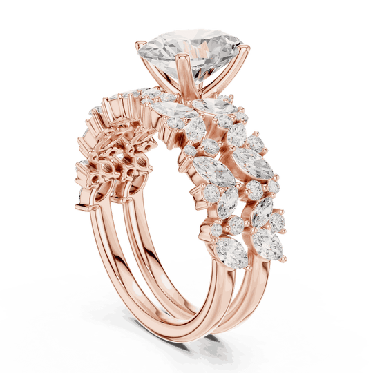 Oval Diamond Floral Halo Engagement Ring Rose Gold 18K | Lab Grown | Driona Jewels