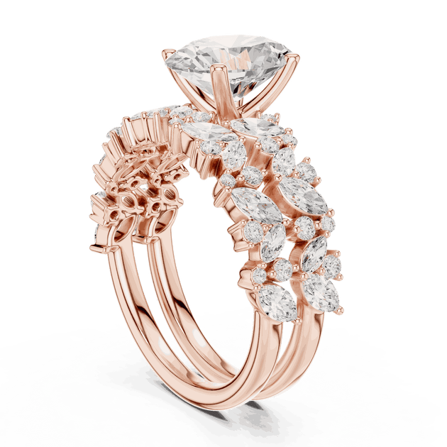 Oval Diamond Floral Halo Engagement Ring Rose Gold 18K | Lab Grown | Driona Jewels