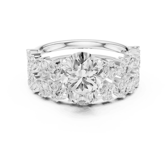 Oval Diamond Floral Halo Engagement Ring Rose Gold 18K | Lab Grown | Driona Jewels