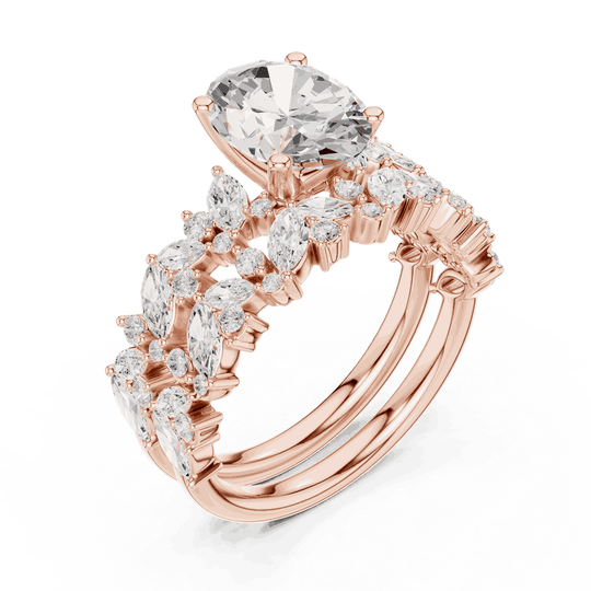 Oval Diamond Floral Halo Engagement Ring Rose Gold 18K | Lab Grown | Driona Jewels