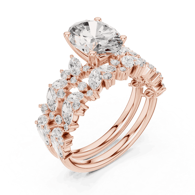 Oval Diamond Floral Halo Engagement Ring Rose Gold 18K | Lab Grown | Driona Jewels