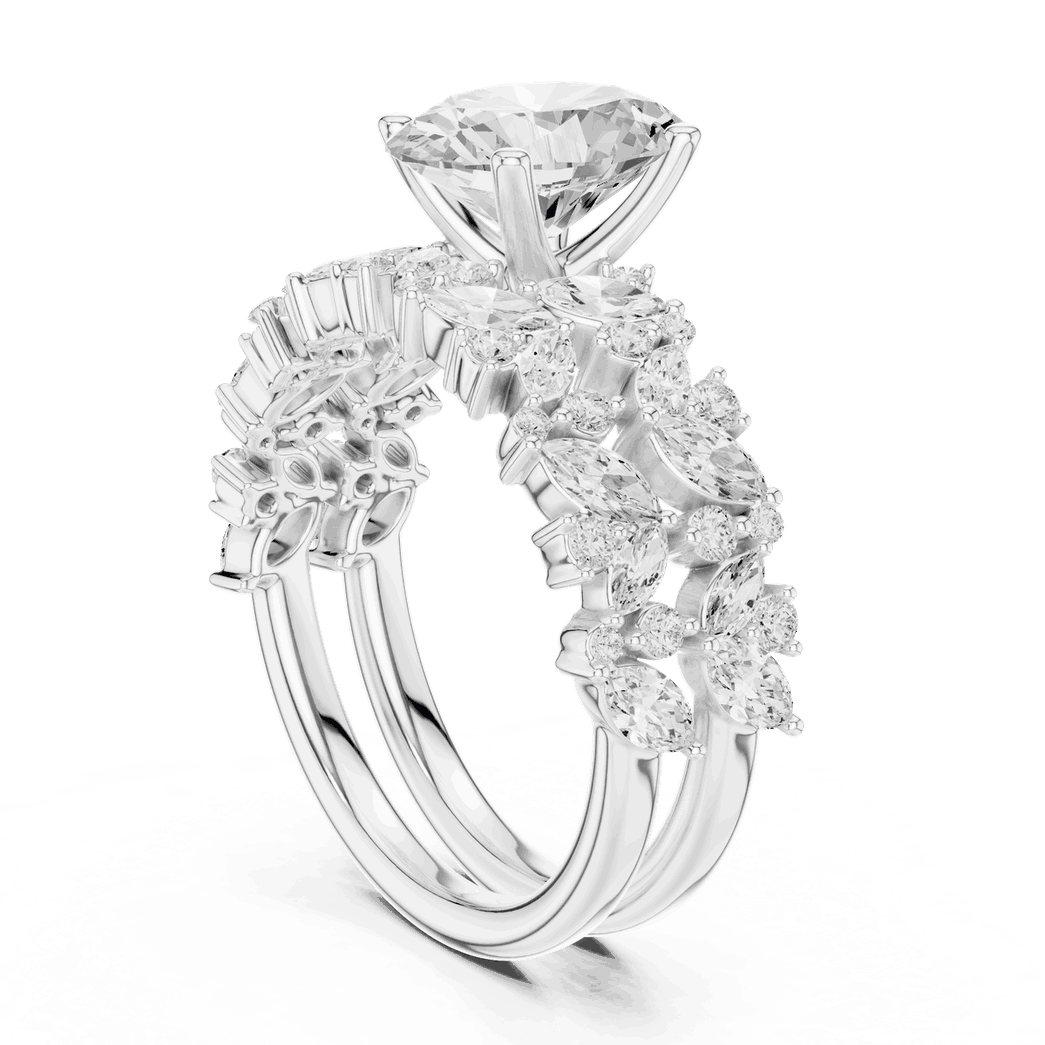 Oval Diamond Floral Halo Engagement Ring Rose Gold 18K | Lab Grown | Driona Jewels