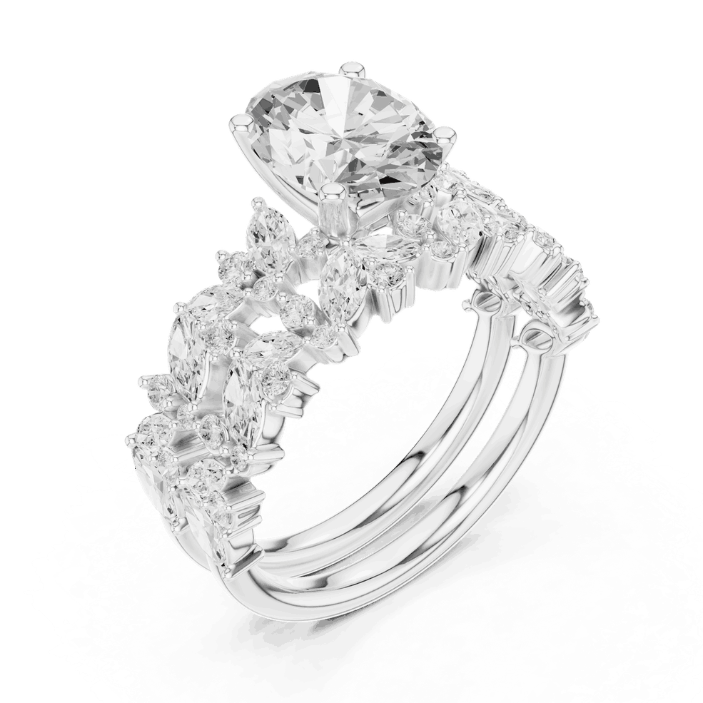 Oval Diamond Floral Halo Engagement Ring Rose Gold 18K | Lab Grown | Driona Jewels