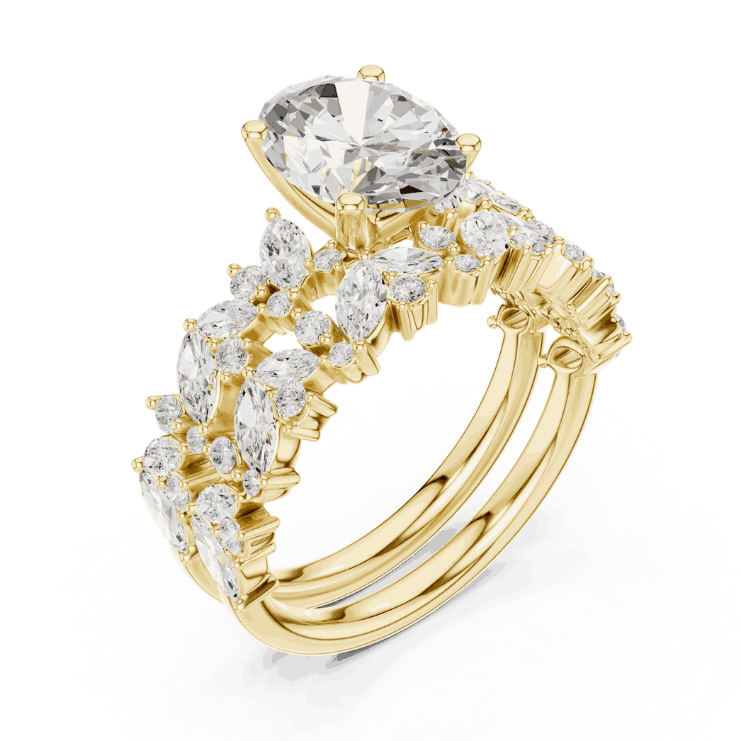 Oval Diamond Floral Halo Engagement Ring Rose Gold 18K | Lab Grown | Driona Jewels