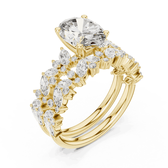 Oval Diamond Floral Halo Engagement Ring Rose Gold 18K | Lab Grown | Driona Jewels