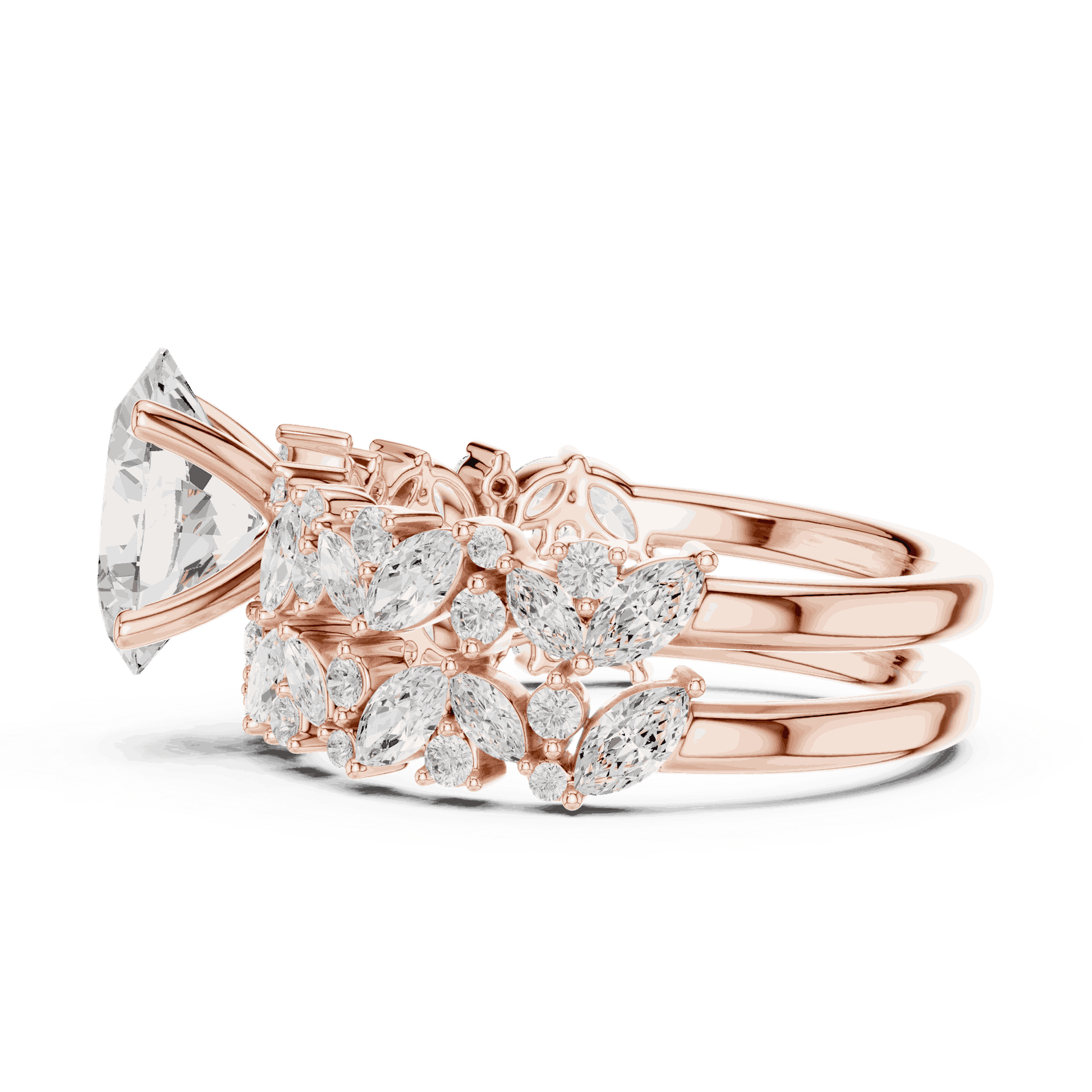 Oval Diamond Floral Halo Engagement Ring Rose Gold 18K | Lab Grown | Driona Jewels
