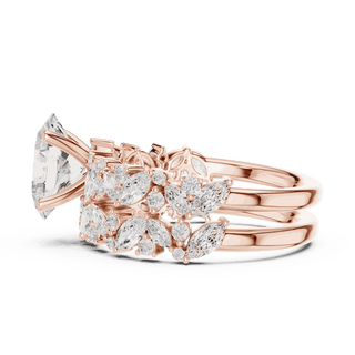 Oval Diamond Floral Halo Engagement Ring Rose Gold 18K | Lab Grown | Driona Jewels