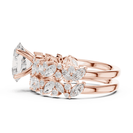 Oval Diamond Floral Halo Engagement Ring Rose Gold 18K | Lab Grown | Driona Jewels