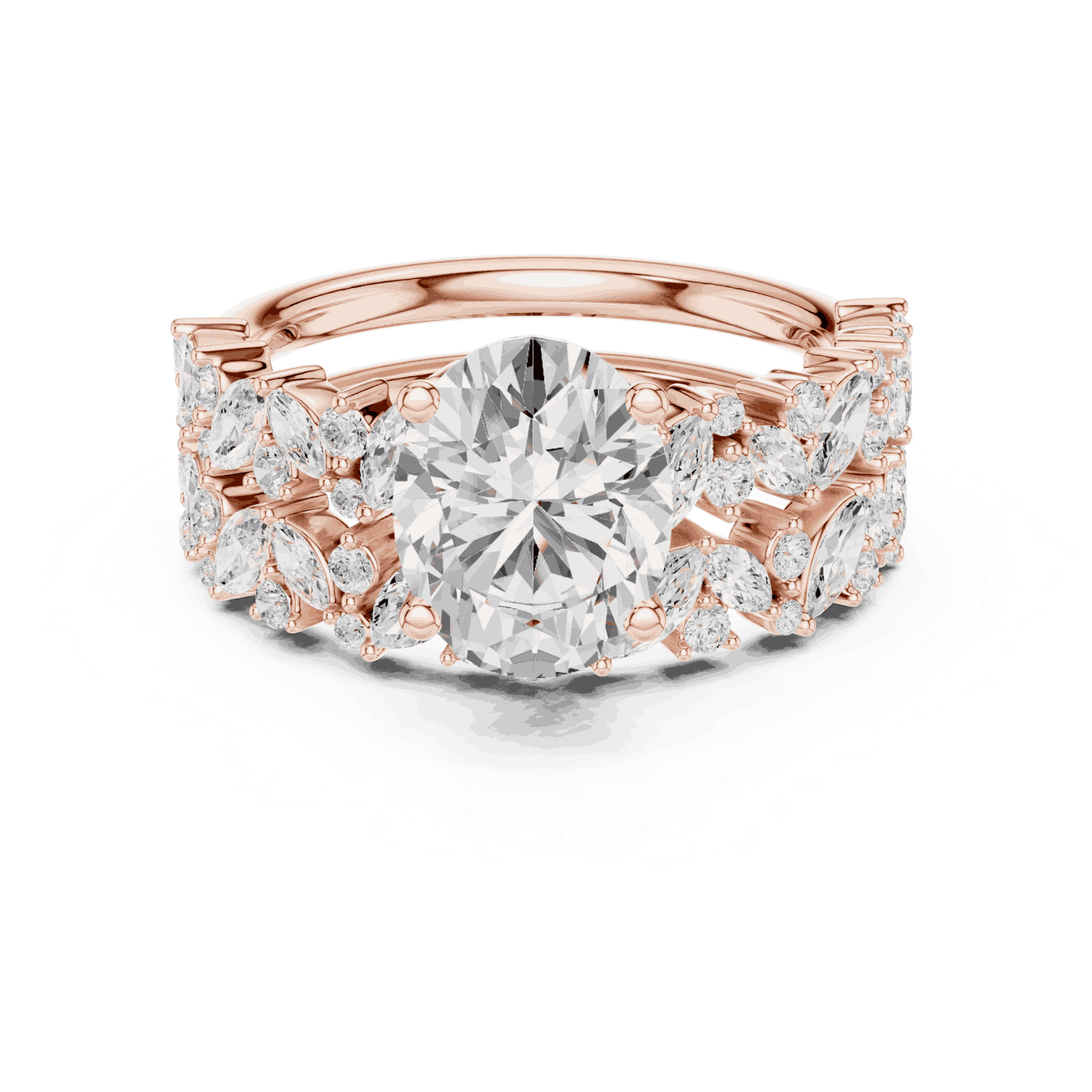 Oval Diamond Floral Halo Engagement Ring Rose Gold 18K | Lab Grown | Driona Jewels