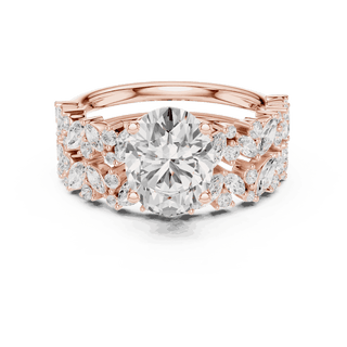 Oval Diamond Floral Halo Engagement Ring Rose Gold 18K | Lab Grown | Driona Jewels