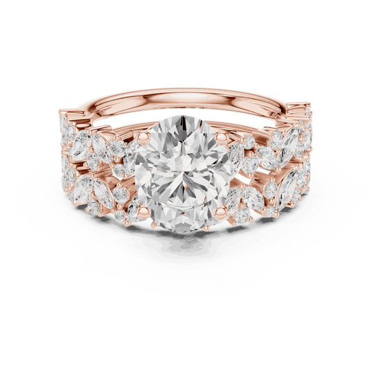 Oval Diamond Floral Halo Engagement Ring Rose Gold 18K | Lab Grown | Driona Jewels