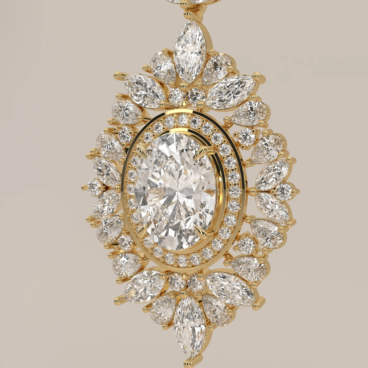 Elegant oval diamond pendant necklace in 14k gold