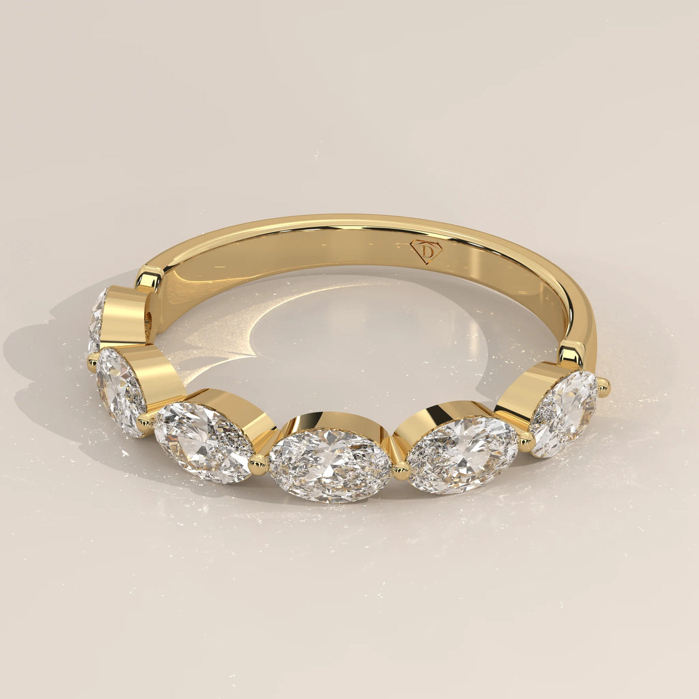Angle View: Oval Diamond Eternity Band with Eternity Setting in Yellow Gold – Lab Grown – Driona Jewels