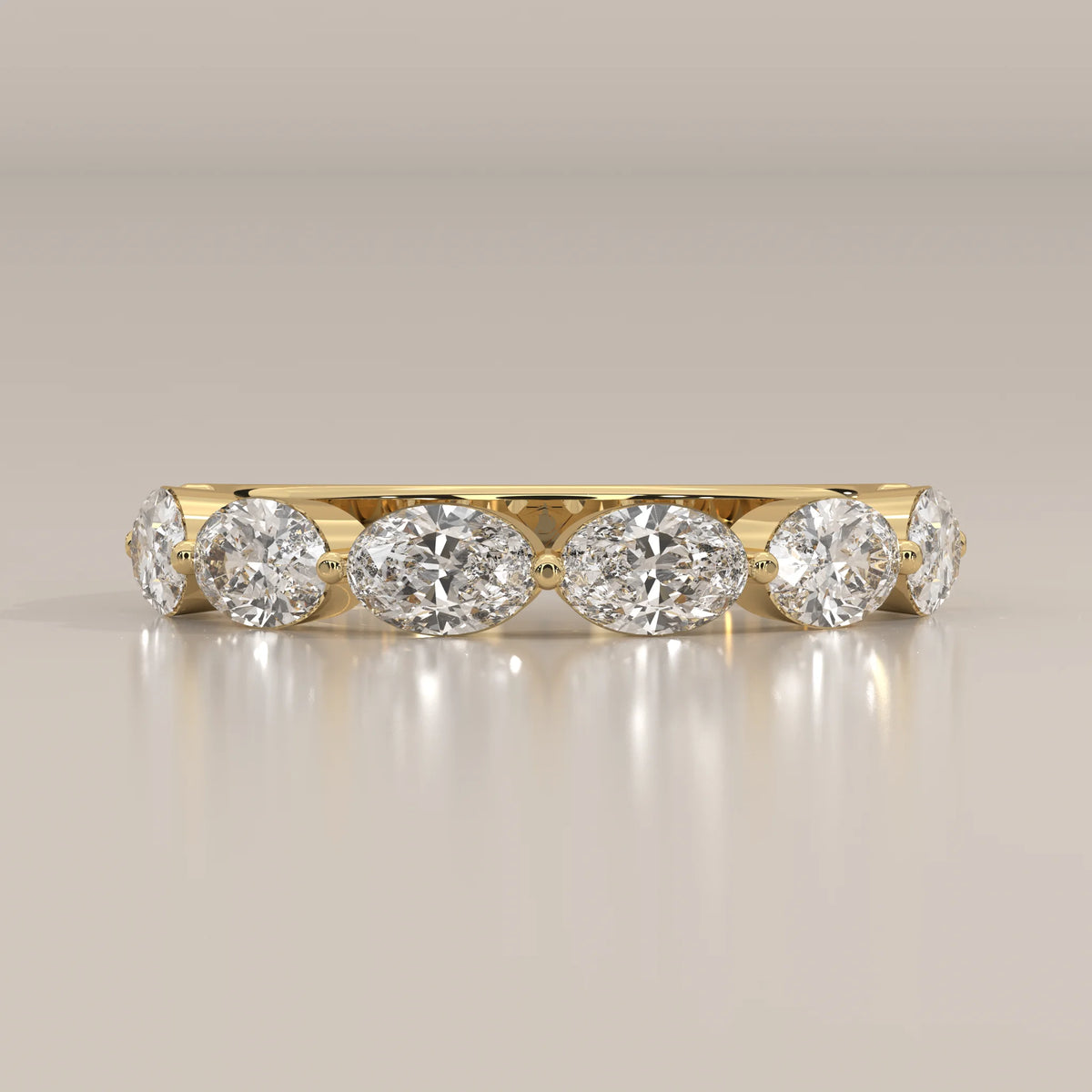 Side Profile: Oval Diamond Eternity Band with Eternity Setting in Yellow Gold – Lab Grown – Driona Jewels