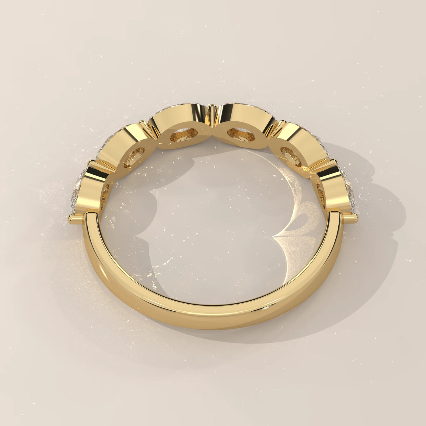 Top View: Oval Diamond Eternity Band with Eternity Setting in Yellow Gold – Lab Grown – Driona Jewels