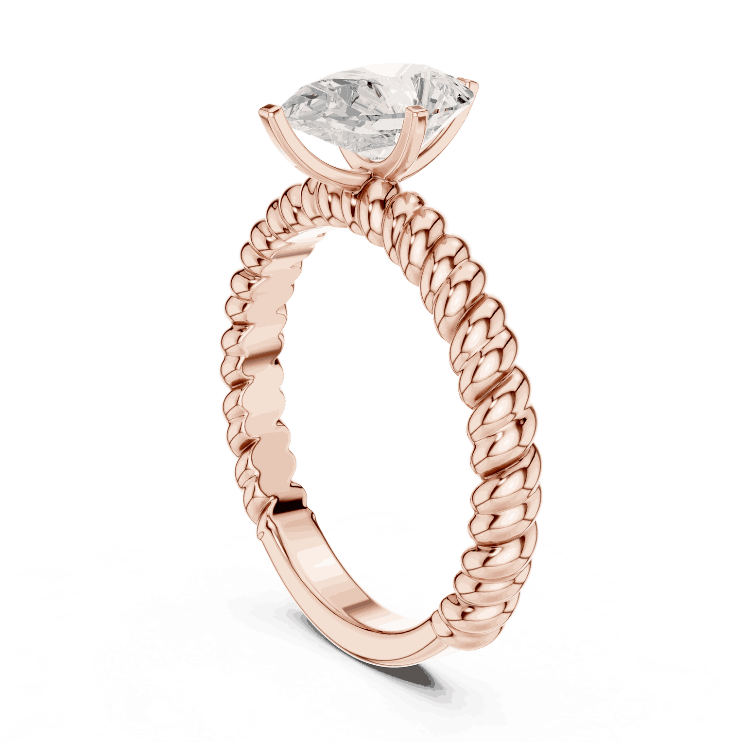 Oval Diamond Rope Band Solitaire Engagement Ring Rose Gold 18K | Lab Grown | Driona Jewels