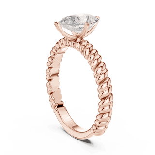 Oval Diamond Rope Band Solitaire Engagement Ring Rose Gold 18K | Lab Grown | Driona Jewels