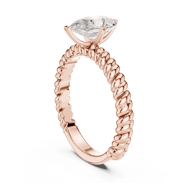 Oval Diamond Rope Band Solitaire Engagement Ring Rose Gold 18K | Lab Grown | Driona Jewels