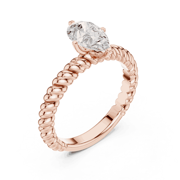 Oval Diamond Rope Band Solitaire Engagement Ring Rose Gold 18K | Lab Grown | Driona Jewels