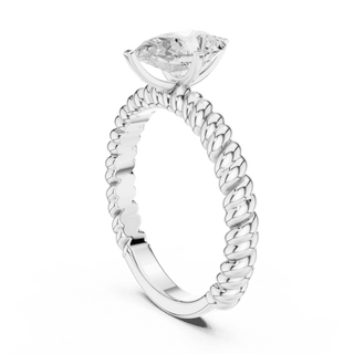 Oval Diamond Rope Band Solitaire Engagement Ring Rose Gold 18K | Lab Grown | Driona Jewels