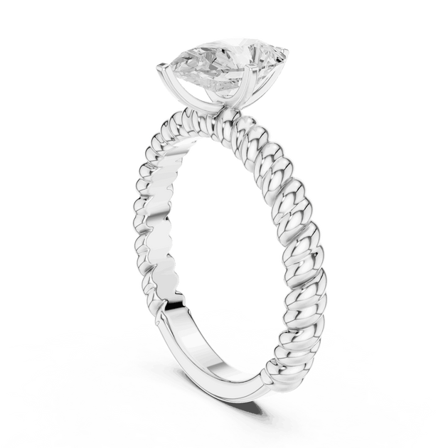 Oval Diamond Rope Band Solitaire Engagement Ring Rose Gold 18K | Lab Grown | Driona Jewels
