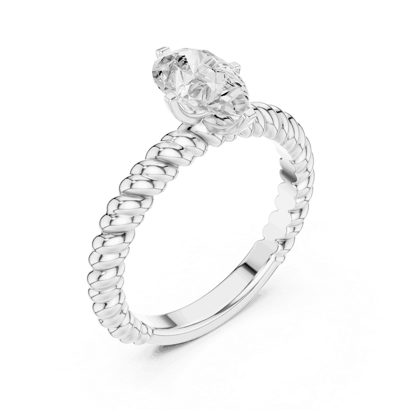 Oval Diamond Rope Band Solitaire Engagement Ring Rose Gold 18K | Lab Grown | Driona Jewels
