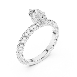Oval Diamond Rope Band Solitaire Engagement Ring Rose Gold 18K | Lab Grown | Driona Jewels
