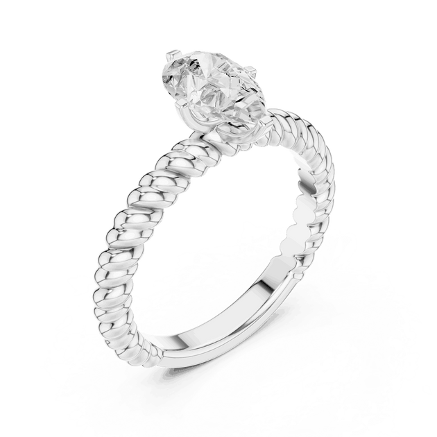 Oval Diamond Rope Band Solitaire Engagement Ring Rose Gold 18K | Lab Grown | Driona Jewels