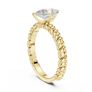 Oval Diamond Rope Band Solitaire Engagement Ring Rose Gold 18K | Lab Grown | Driona Jewels