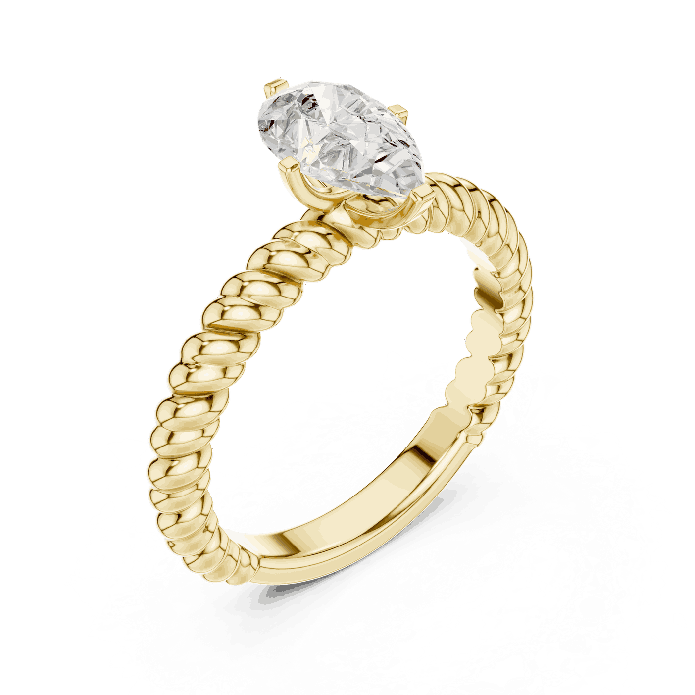 Oval Diamond Rope Band Solitaire Engagement Ring Rose Gold 18K | Lab Grown | Driona Jewels