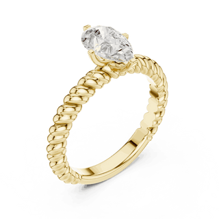 Oval Diamond Rope Band Solitaire Engagement Ring Rose Gold 18K | Lab Grown | Driona Jewels