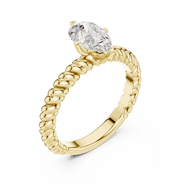 Oval Diamond Rope Band Solitaire Engagement Ring Rose Gold 18K | Lab Grown | Driona Jewels