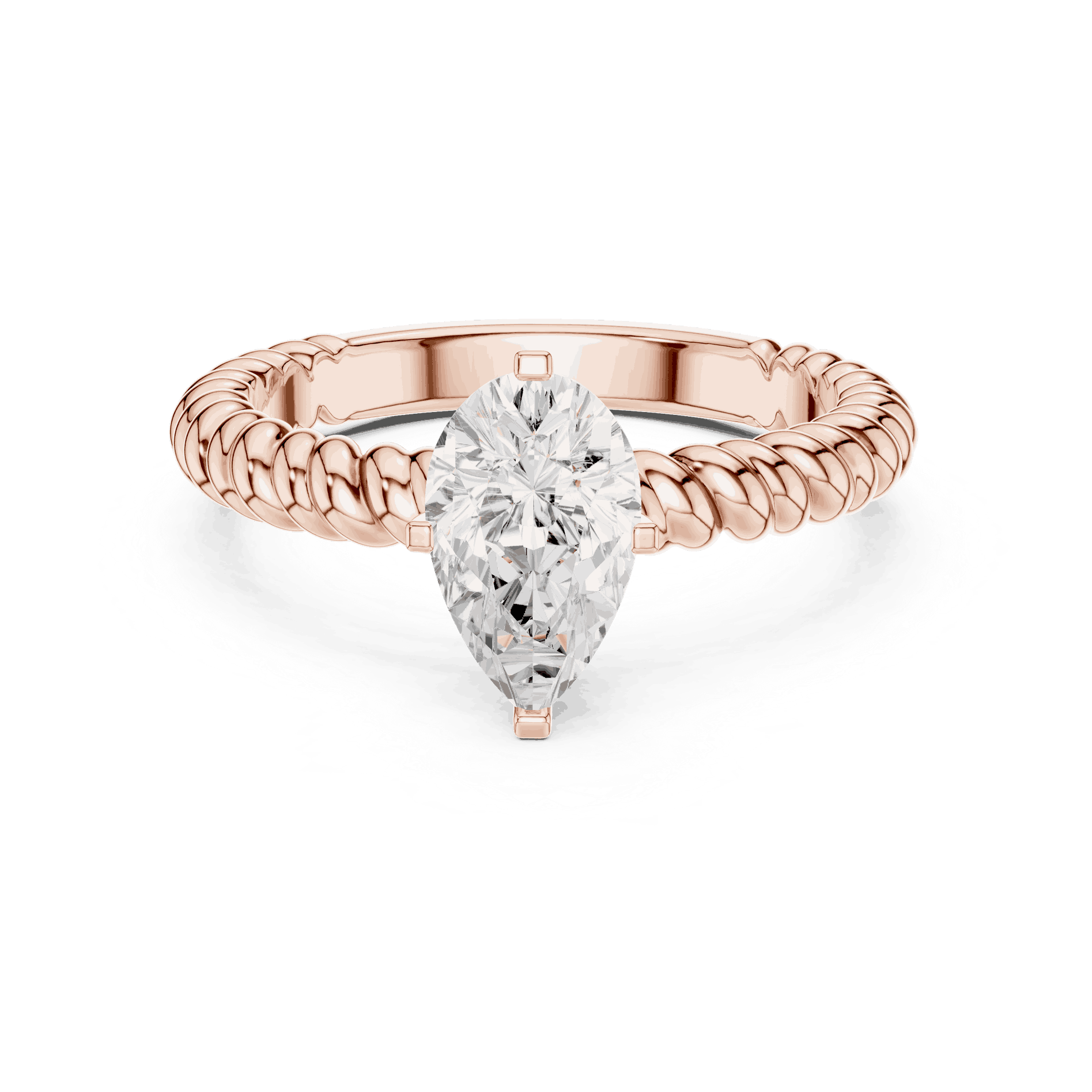Oval Diamond Rope Band Solitaire Engagement Ring Rose Gold 18K | Lab Grown | Driona Jewels