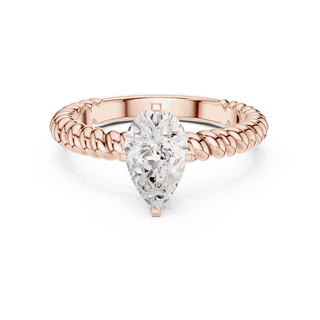 Oval Diamond Rope Band Solitaire Engagement Ring Rose Gold 18K | Lab Grown | Driona Jewels