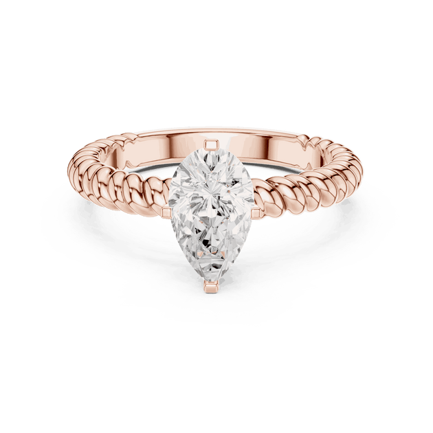 Oval Diamond Rope Band Solitaire Engagement Ring Rose Gold 18K | Lab Grown | Driona Jewels