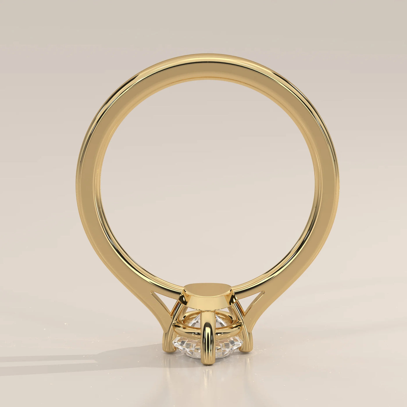 Front View: Oval Diamond Engagement Ring with Solitaire Setting in Yellow Gold – Lab Grown – Driona Jewels