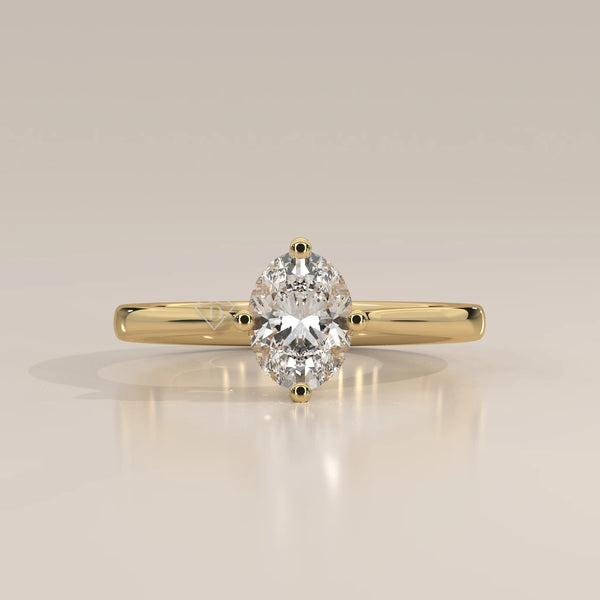 Side Profile: Oval Diamond Engagement Ring with Solitaire Setting in Yellow Gold – Lab Grown – Driona Jewels