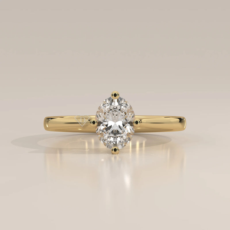 Side Profile: Oval Diamond Engagement Ring with Solitaire Setting in Yellow Gold – Lab Grown – Driona Jewels