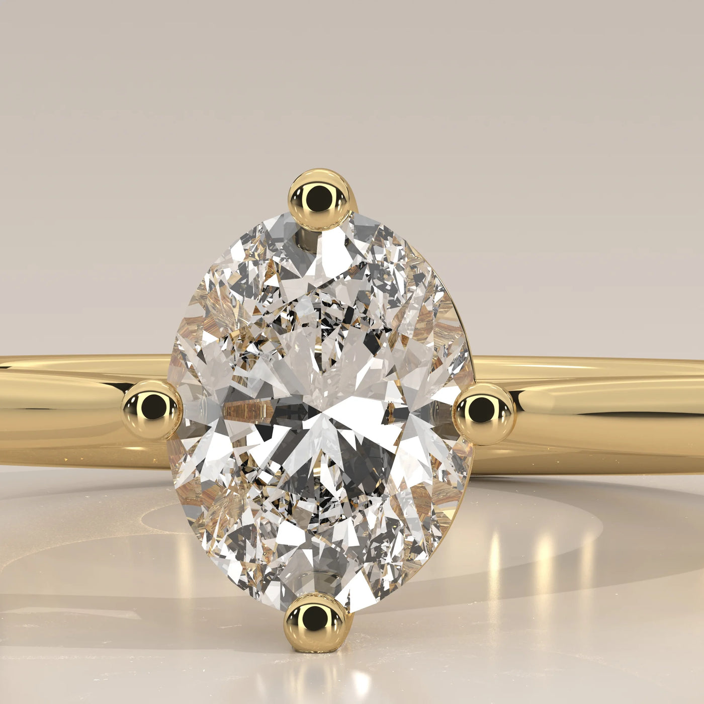 Stone Detail: Oval Lab Grown Diamonds in Solitaire Setting – Yellow Gold – Driona Jewels